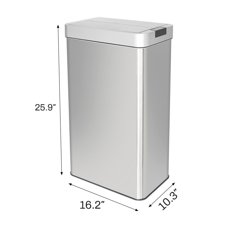 16 gallons Poubelle mince en acier inoxydable avec capteur de mouvement et couvercle papillon, argent