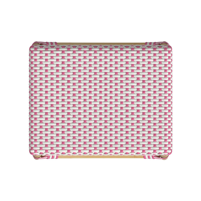 Robias Rattan Bar & Counter Stool, Counter Stool (24.5" Seat Height), White/Pink Dot/ Natural Rattan Frame