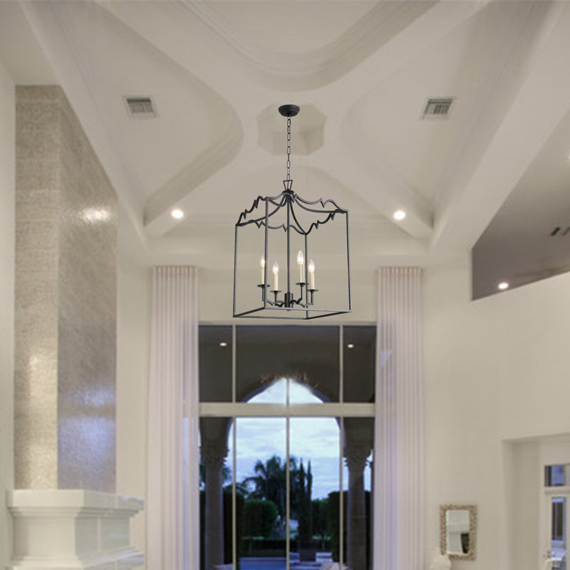 Lustre 4 lumières façon bougie en fer vieilli