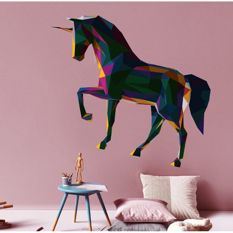 Adhésif décoratif licorne polygonale, H 46 po x l 46 po
