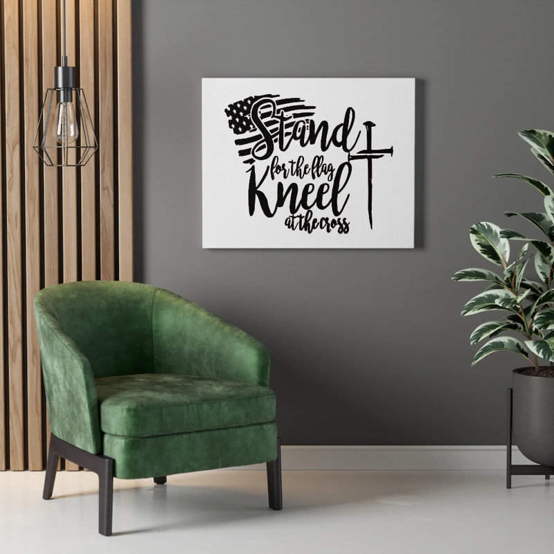 Stand For The Flag, Kneel At The Cross - Wrapped Canvas Print, 28cm H x 36cm W