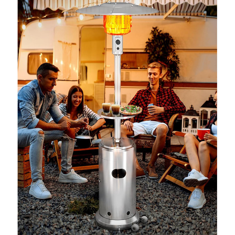 Chauffe-terrasse extérieur, chauffe-parapluie avec roues 48 000 BTU