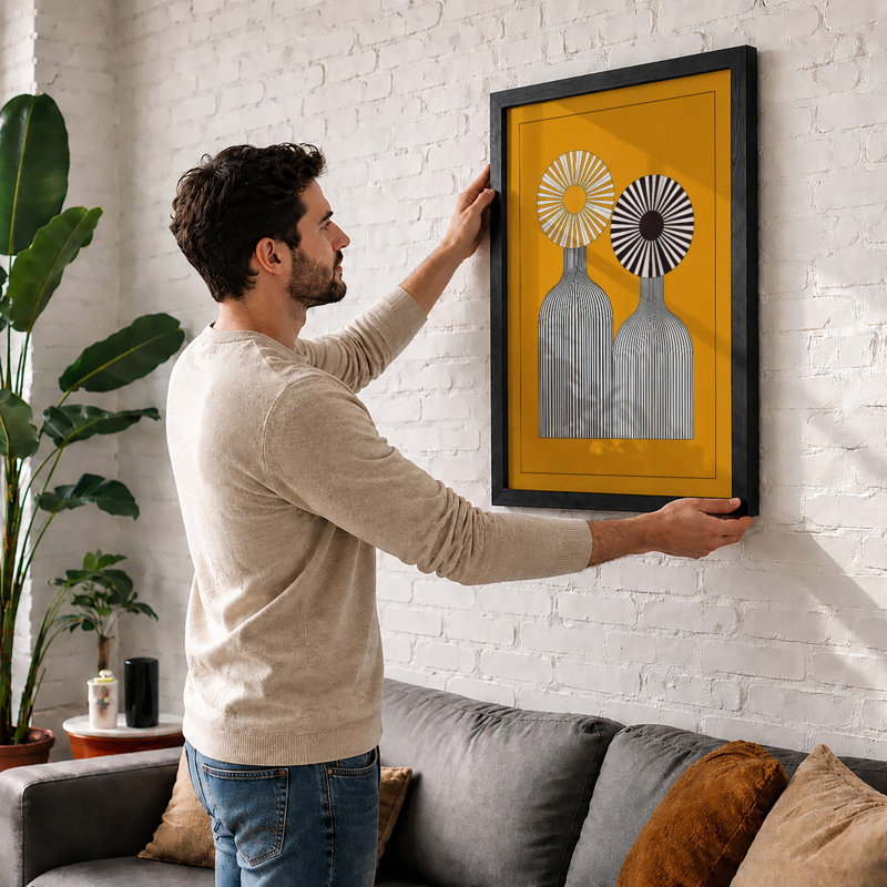 Vessels and Stars Mid-Century - Framed Print, Unframed, A4 - 29.7 x 21.0 cm