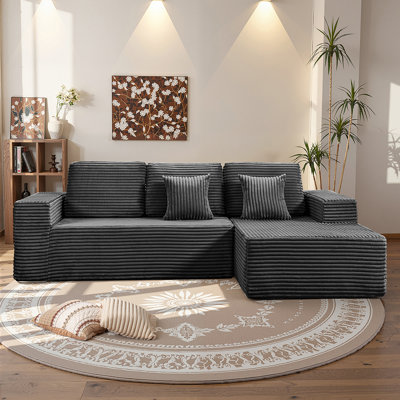 Canapé modulaire rembourré 2 pièces avec coussin Boneless, sans assemblage requis, canapé-lit à combinaison libre 108,3 po