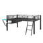 Lit de jeu Mid Loft avec bureau intégré et éclairage intégré, option pleine grandeur