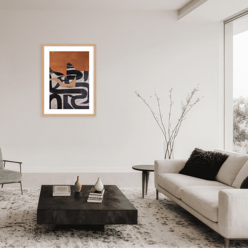 Gai: A Symphony Of Abstraction, 30" H x 24" W x 1.125" D, Black, Framed Matted Print