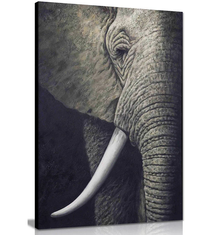 African Elephant - Wrapped Canvas Print, 31cm H x 20cm W