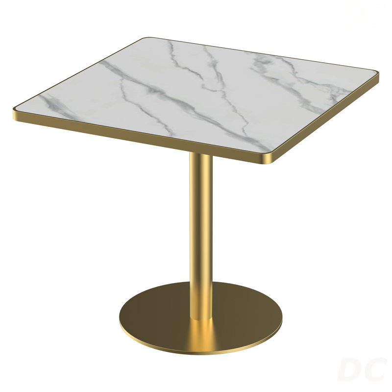 Table carrée bistro moderne tulipe 31,5 pouces avec plateau en faux marbre, facile à assembler, structure en métal robuste