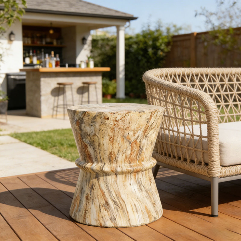 Outdoor Side Concrete Table for Patio Indoor Outdoor