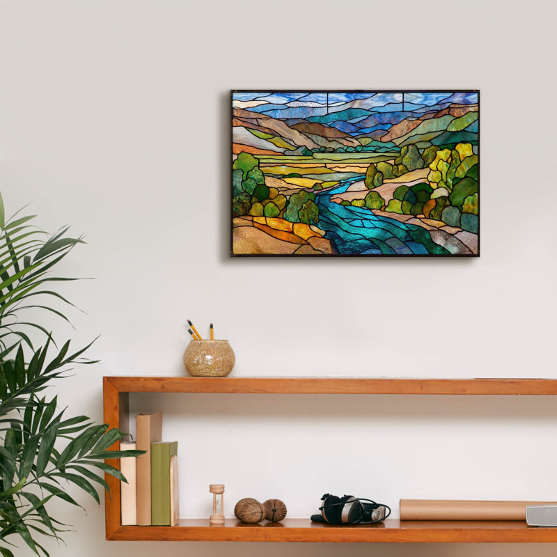  Art mural en toile «Stain Glass River Valley» par Rich Monet, 18 po x 12 po, H 12 po x l 18 po