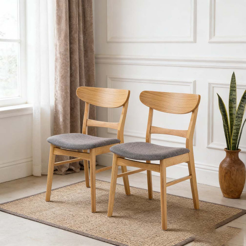 DINING CHAIR, DARK GREY+light brown