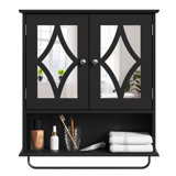 22'' W x 25.6'' H Framed Medicine Cabinet,Wall Bathroom Cabinet with Towel Bar & Adjustable Shelves