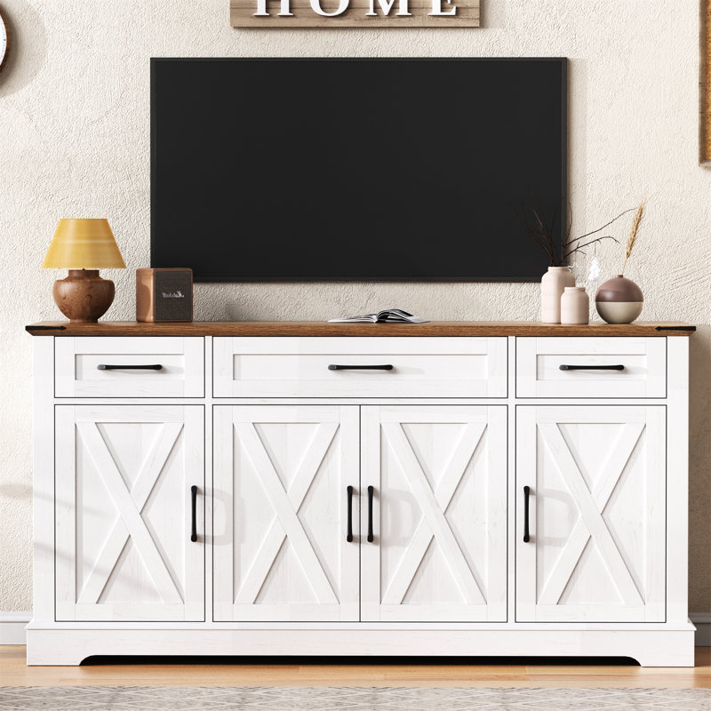 Buffet 55 "avec 3 tiroirs, tablettes et tablettes réglables, Blanc