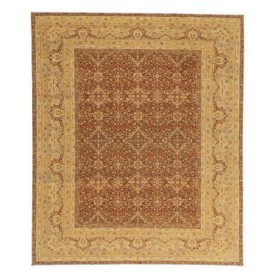 Tapis rouge et or de haute qualité noué à la main