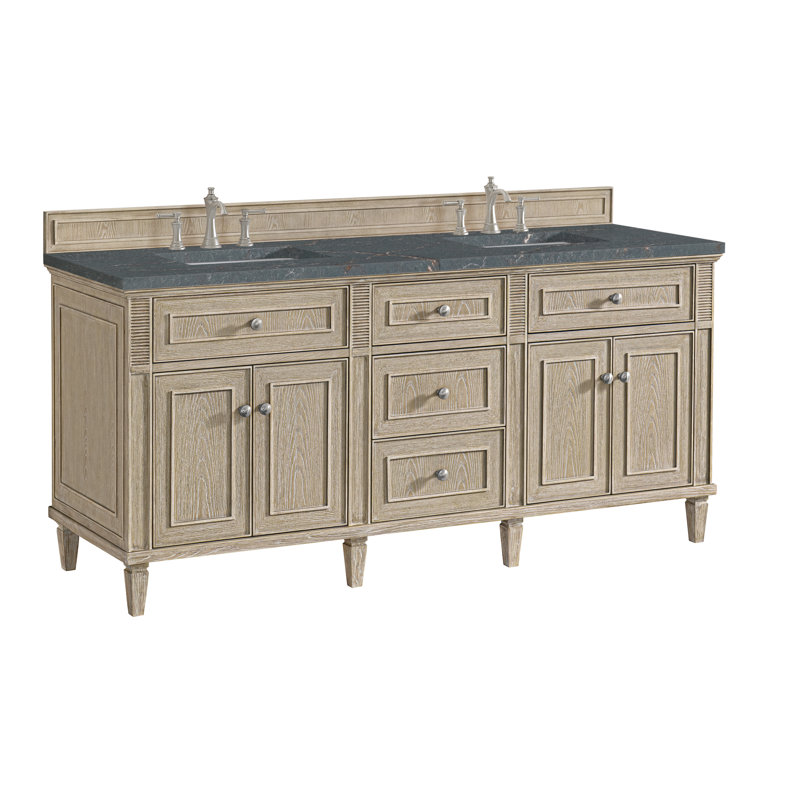 Lorelai 72'' W Double Vanity, Black Onyx, White Zeus, Single-Hole