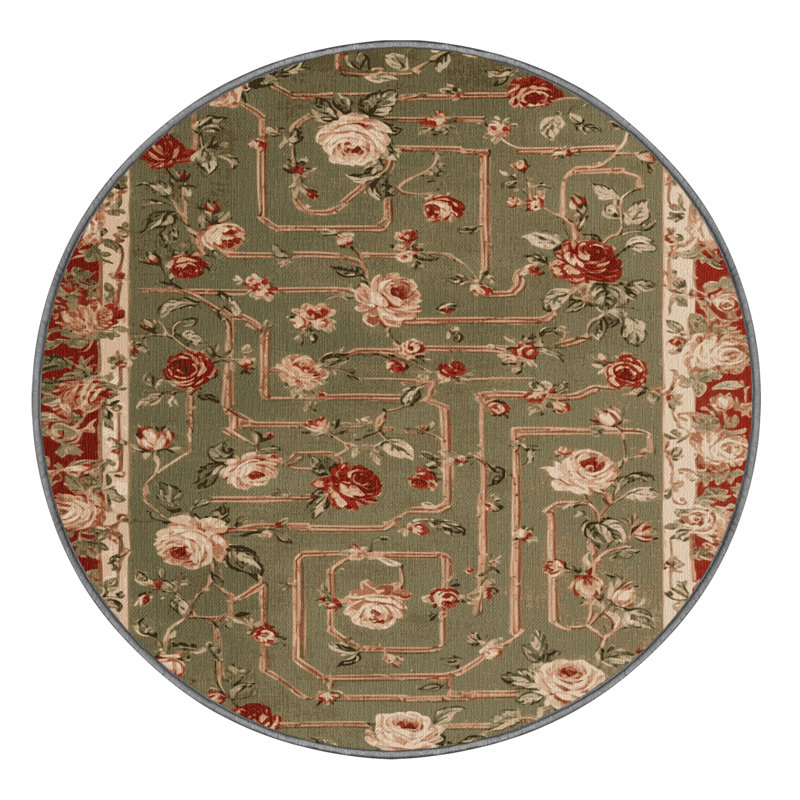 Tapis brun lavable à la machine, Rond 7 pi