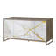 White Marble Paint Oak & Champagne Finish Console Cabinet