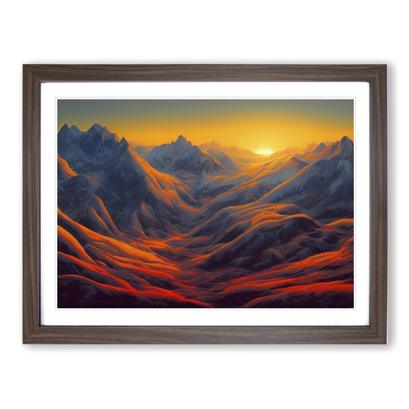 A Mountain Sunrise - Framed Print, 46cm H x 64cm W x 2cm D, Walnut Framed