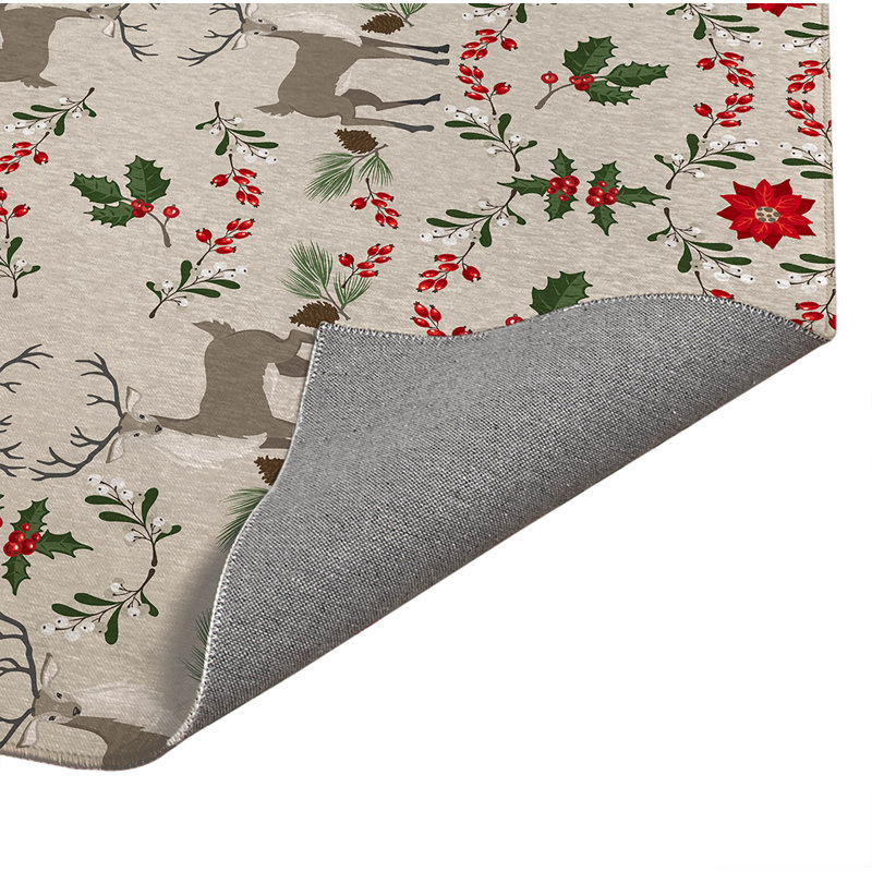 Botanical Deer Seasonal Indoor Doormat, Ivory, 60" W x 84" L
