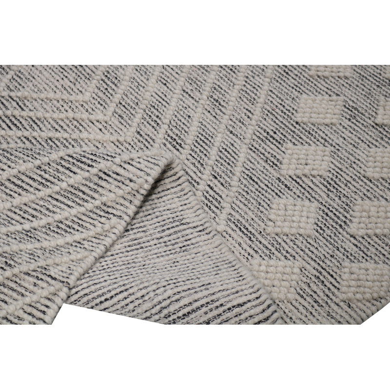 Tapis en laine Noh naturel bohème / noué à la main / fait à la main / bouclé / crocheté, Rectangle 5 pi x 8 pi