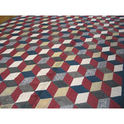 Bold and Timeless Dynamic Block Pattern Modern Design American Hooked Rug