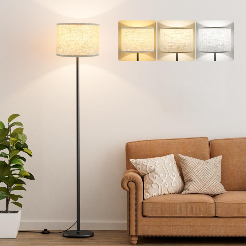 Lampe sur pied moderne 60 po avec abat-jour, Noir, noir, noir, noir