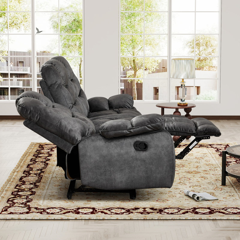 3-Piece Reclining Living Room Set With Power Heated Massage Recliner, Manual Loveseat With Console & 3-Seat Sofa, Black-gray