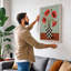 Poppies in Checkered Vase Boho 1 Piece Wrapped Canvas Wall Art-2022038704-2022038706