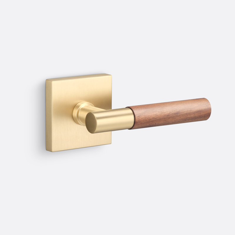 Aspra Square Dummy Rosette, Smooth Grip, Satin Nickel/Walnut, Single Dummy