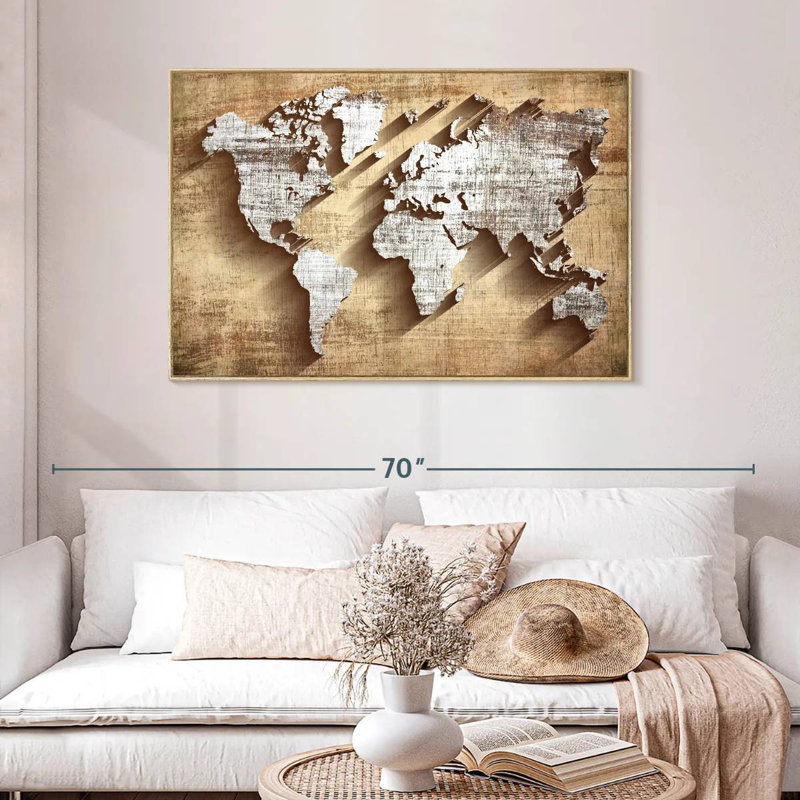 Briscoe en bois sculpté, Cadre flottant en bois naturel, 46 po x 31 po