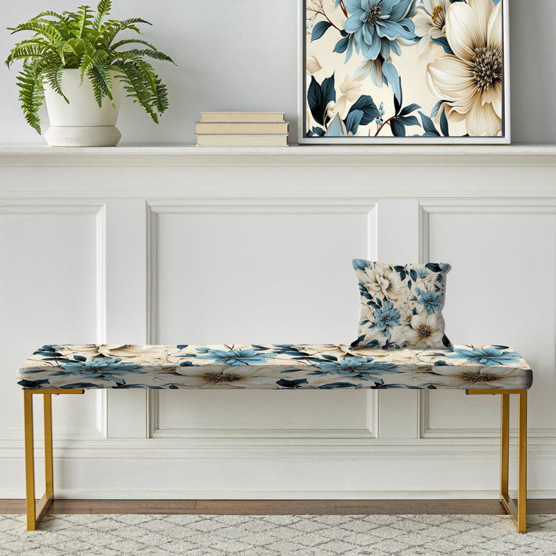 Banc rembourré Sandy Beige et bleu Hydrangea Tranquility III