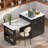 Fluted Kitchen Island With Extendable Dining Table, Power Outlet,  Double-side Storage, 2 Drawers And 2 Side Open Shelves