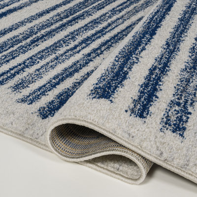 Baumgardner Modern Berber Stripe Cream/Navy Rug
