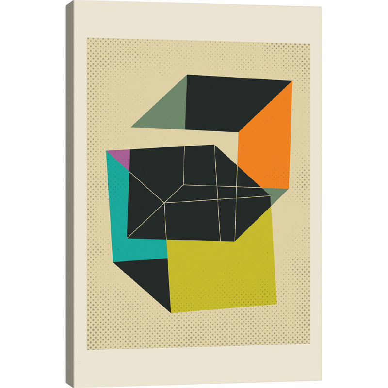 «Cubes V» par Jazzberry - reproduction sur toile tendue, H 26 po x l 18 po x P 1,5 po