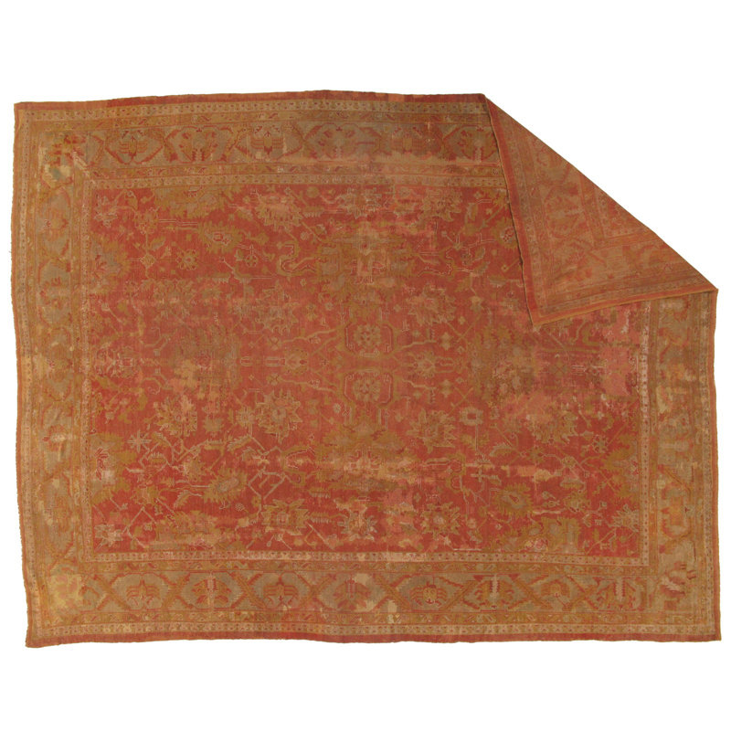 Tapis rouille en laine noué à la main de conception unique 14 pi x 19 pi Nashim