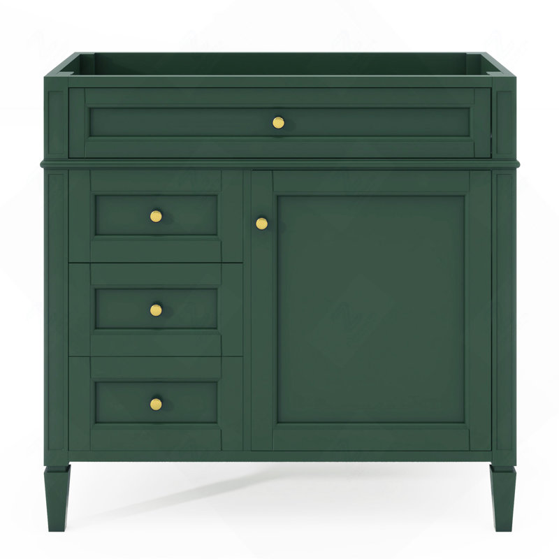 Meuble-lavabo de salle de bain 36 po sans lavabo supérieur, armoire de rangement moderne avec 2 tiroirs et un tiroir basculant, structure en bois massif (NoT INCLUDE BASIN SINK)