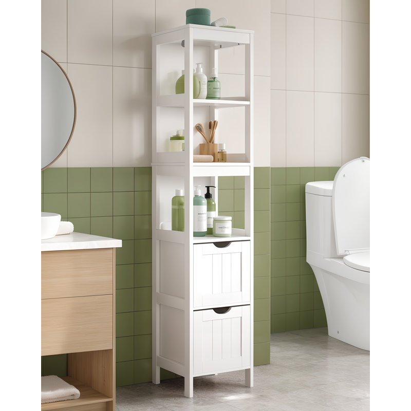 Oxfordshire Free-Standing Linen Cabinet, White, 55.9" Н x 12" W x 12" D