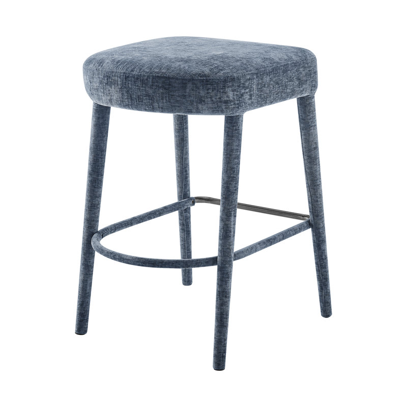Humes Chenille Backless Counter Stool, (Set Of 2), Millburry Blue