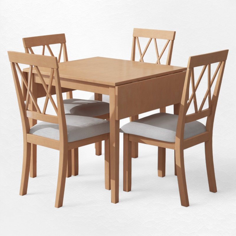 Extendable Dining Set, Table, 4 Chairs, Natural