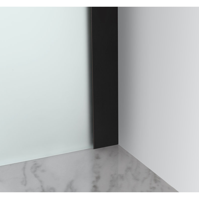 Belmore 72" H Hinged Frameless Shower Door, Frosted, Matte Black