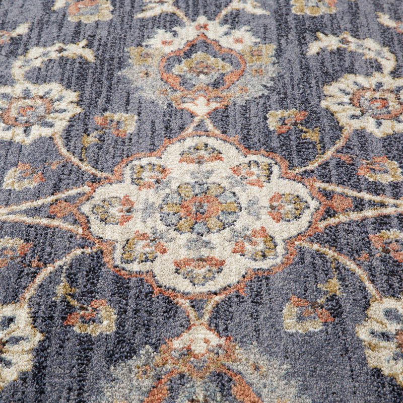 Tapis oriental brun / bleu Burck, Rectangle 5 pi 3 po x 7 pi 6 po