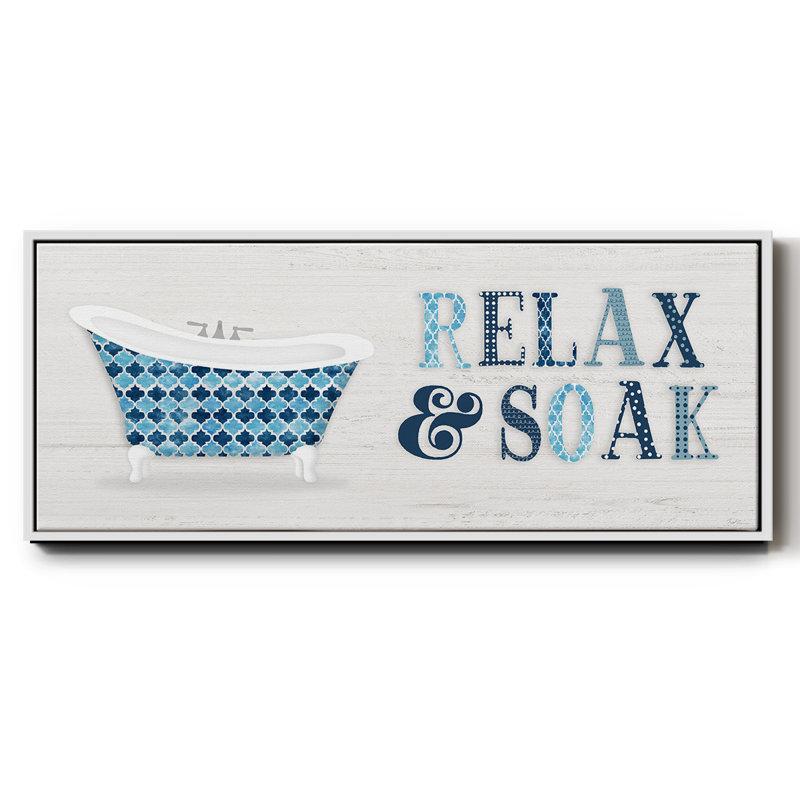 Relax and Soak- Framed Canvas, 8" H x 20" W