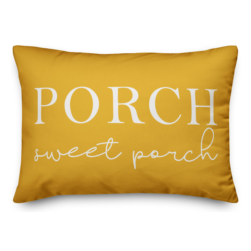 Textual Outdoor Throw Pillow, Yellow