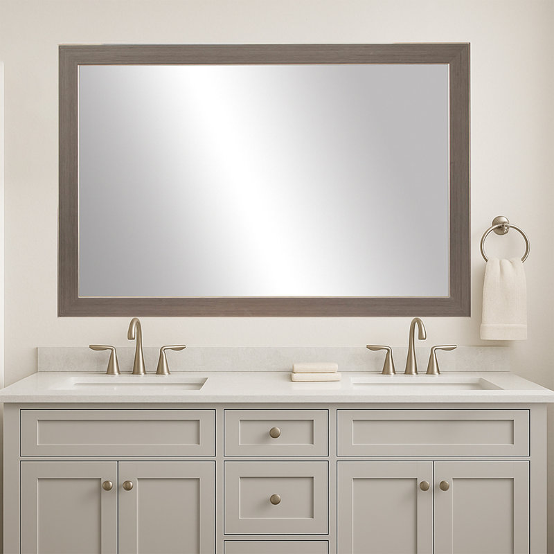 Meade Wood Framed Mirror with Safety Backing ideal for Bathroom / Vanity Mirror, Gold, 22" x 30"