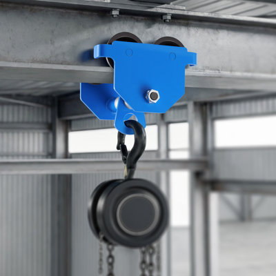 Chariot manuel, capacité de 1 100 lb / 0,5 tonne, chariot à poutre à double poussée, réglable pour une largeur de bride de I-Beam de 2,1 po à 5,5 po, grue de garage robuste en acier au carbone pour poutre en I droite et courbée