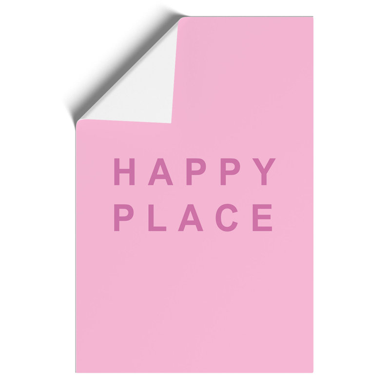 Happy Place Pink - Frameless Print, 59cm H x 42cm W x 0.1cm D