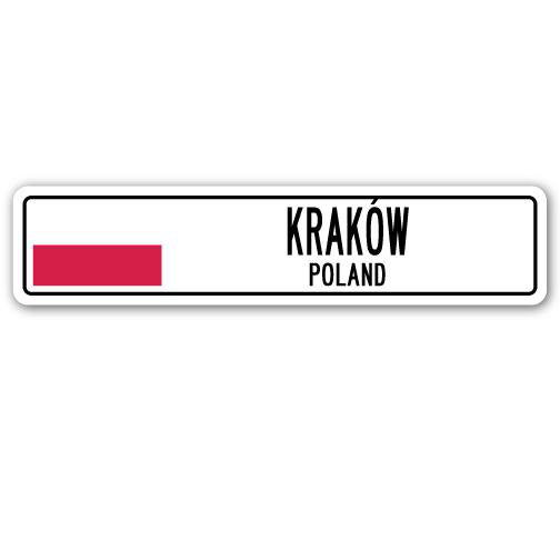 Panneau de signalisation en aluminium de Krakow, drapeau de la Pologne, H 4 po x l 18 po x P 1 po