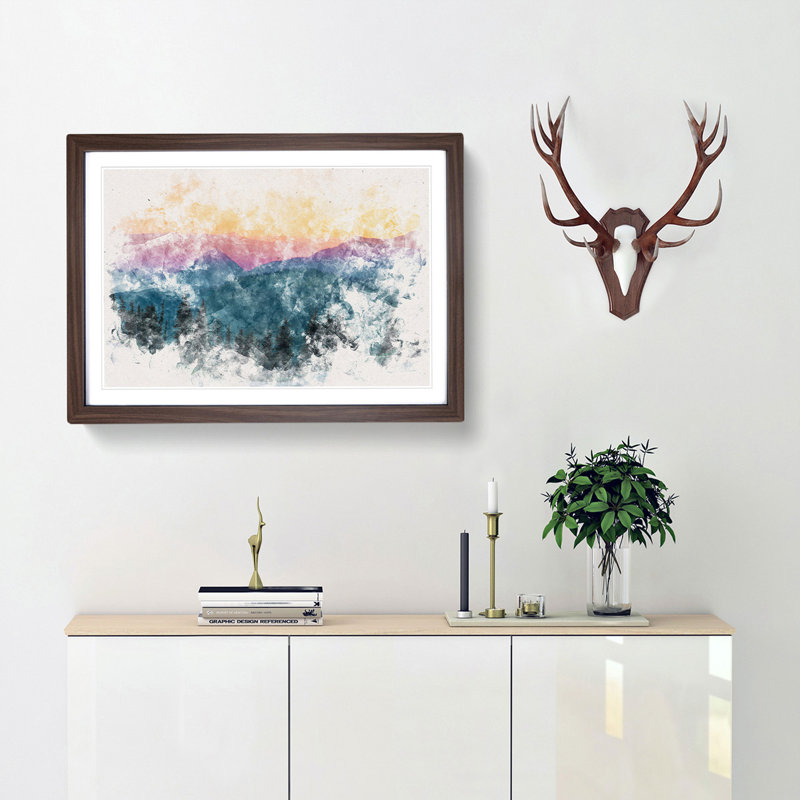 Mount Rainer in Seattle - Framed Print, 27cm H x 36cm W x 2cm D, Walnut Framed