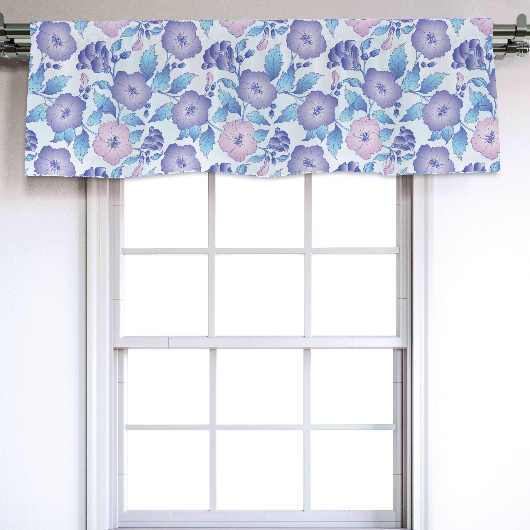 East Urban Home Floral Sateen Ruffled 54'' W Window Valance in | Wayfair