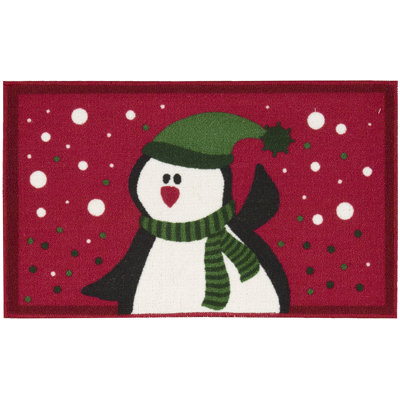 Tapis de zone rouge pingouin